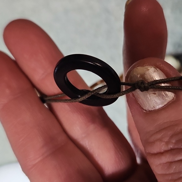 Boho circle woven necklace. These circles are woven in. No holes - Picture 3 of 3